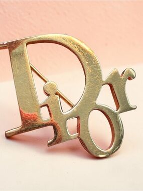 Vintage Gold-tone  'Dior' Logo Brooch